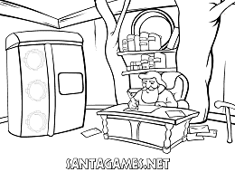 Santa Claus in is office - Christmas Coloring Page