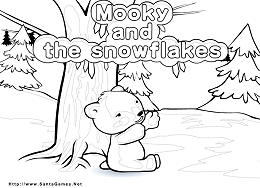 Mooky and the Snowflakes - Christmas Coloring Page