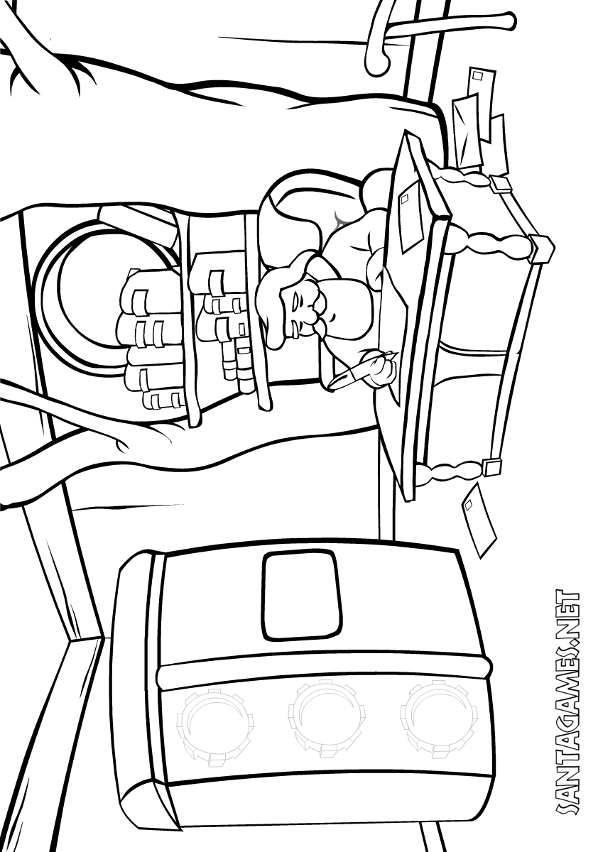 Santa Claus in is office | Coloring Page