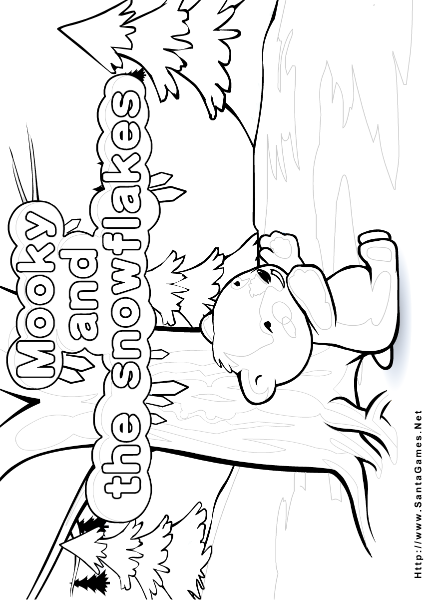 Mooky and the Snowflakes | Coloring Page