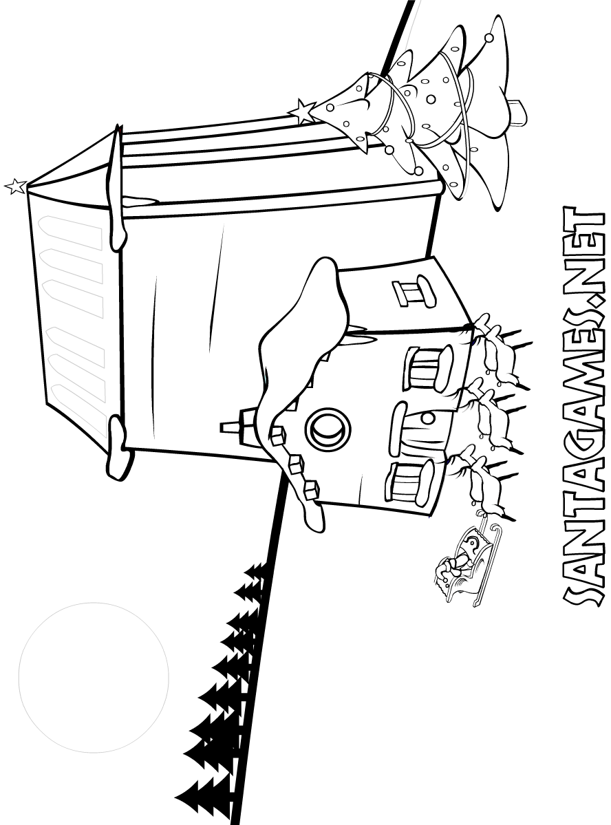 Santa Claus on his sleigh | Coloring Page