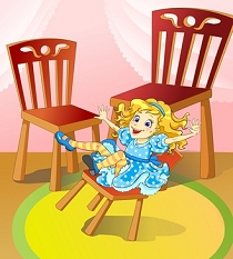 Goldilocks finds three different size chairs