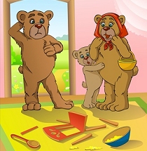 When the three bears return home to eat their porridge, they discover what Goldilocks has done